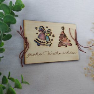 Festliches Geldgeschenk aus Holz – "Frohe Weihnachten" – Originelle Gutscheinverpackung