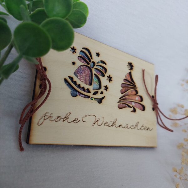 Festliches Geldgeschenk aus Holz – "Frohe Weihnachten" – Originelle Gutscheinverpackung – Bild 6
